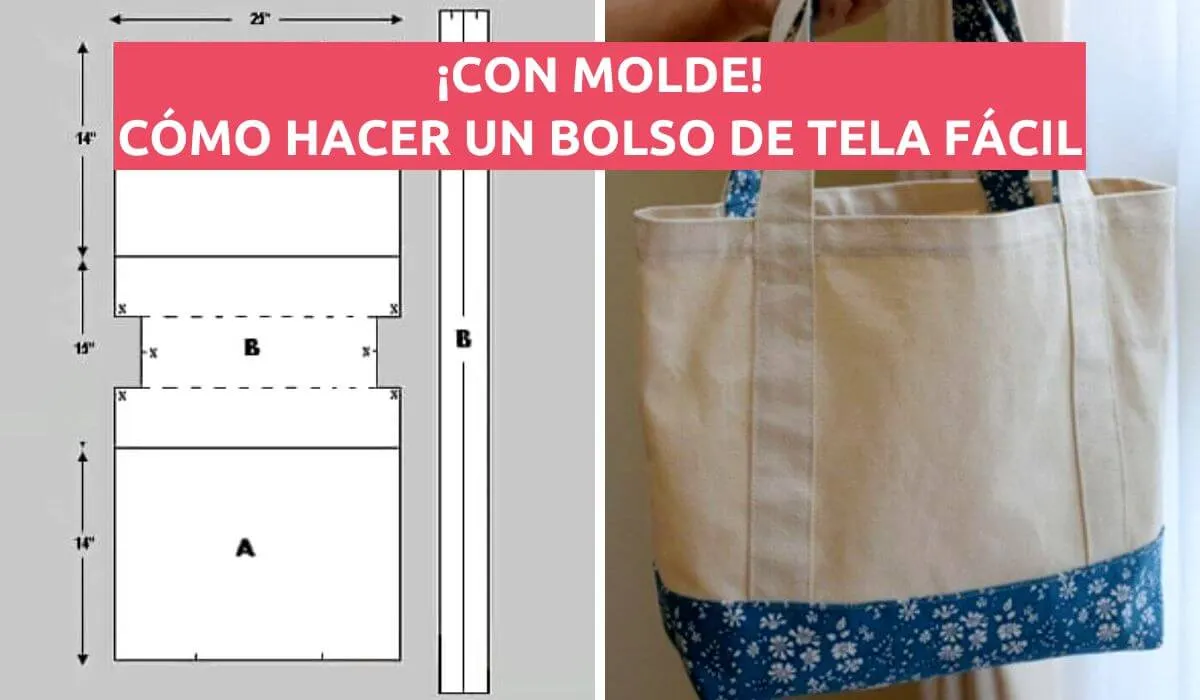 CURSO DE COSTURA: APRENDE CÓMO HACER UN BOLSO DE TELA FÁCIL. ¡Y TRAE MOLDE!  - Manualidades eli