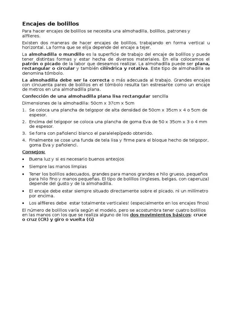 Curso de Encajes de Bolillos - Teoria 001 | PDF | Cordón | Nudo Curso de Encajes de Bolillos - Teoria 001 | PDF | Cordón | Nudo
