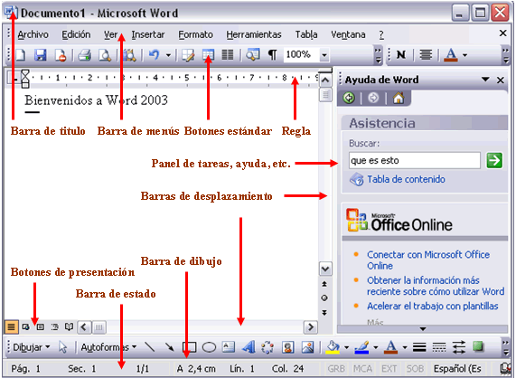 Curso gratis de Microsoft Word 2003. Unidad 2. Elementos de Word2003