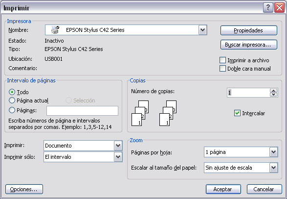 Curso gratis de Microsoft Word 2003. Unidad 12. Impresión (I)