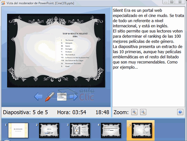 Curso gratis de PowerPoint 2010. aulaClic. 7 - Notas del orador