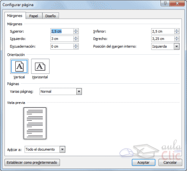 Curso gratis de Word 2010. aulaClic. 8 - Diseño de página