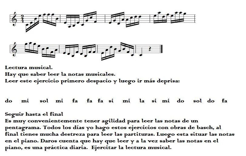 Curso piano y lectura musical para alumnos.: Lectura musical