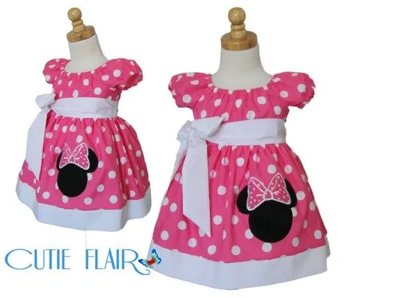 Custom Boutique style Minnie Mouse Dress Bubble Gum by cutieflair