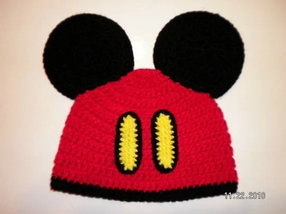 Custom crochet Mickey Mouse pants ears beanie by BellaRayneDesigns