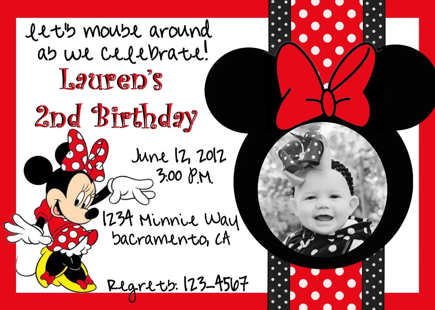 Custom Red Minnie Mouse Birthday Invitation by SweetAshlynDesigns
