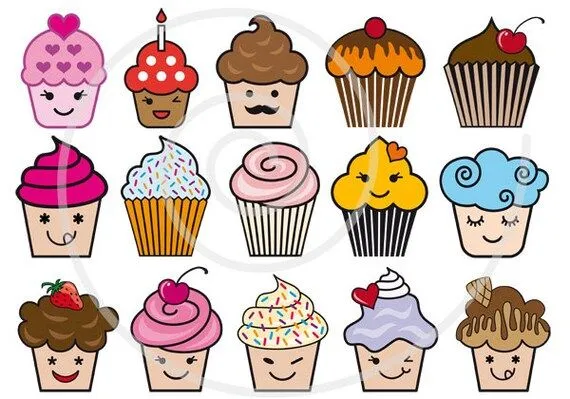 Cute cupcakes digital clipart clip art set cake by Illustree