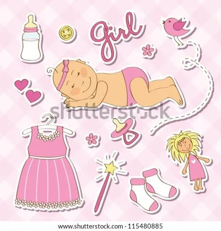 Cute Design Elements For Baby Shower Ilustración vectorial en ...