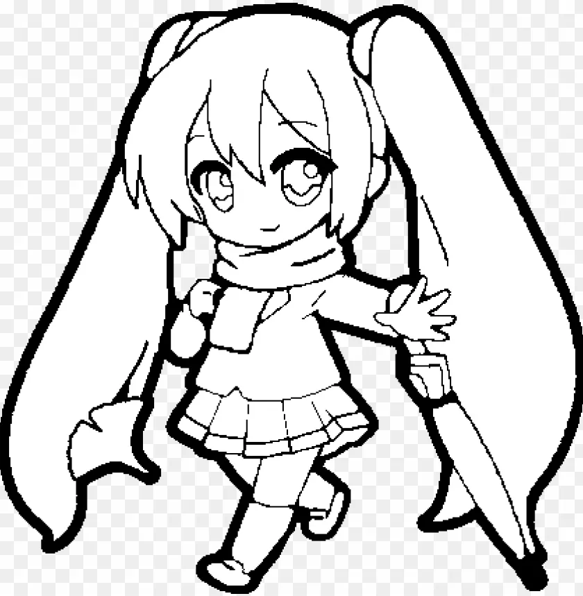 Cute Hatsune Miku Coloring Pages Download - Miku Chibi Para Colorear PNG  Image With Transparent Background | TOPpng