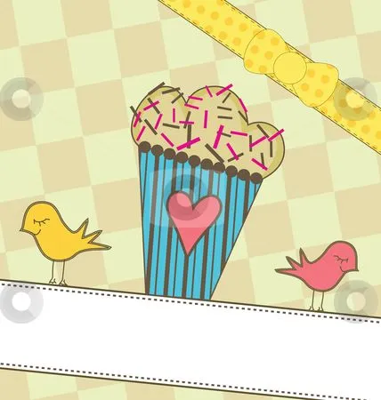 Cute Muffin with Birds Vector Illustration - Download vector ...