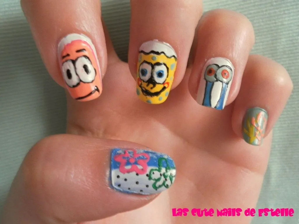 Las Cute Nails de Estelle: Uñas Bob Esponja