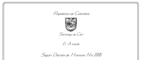 D.40. Diploma de Medalla Mérito Civil Santiago Cali. - Protocolo ...