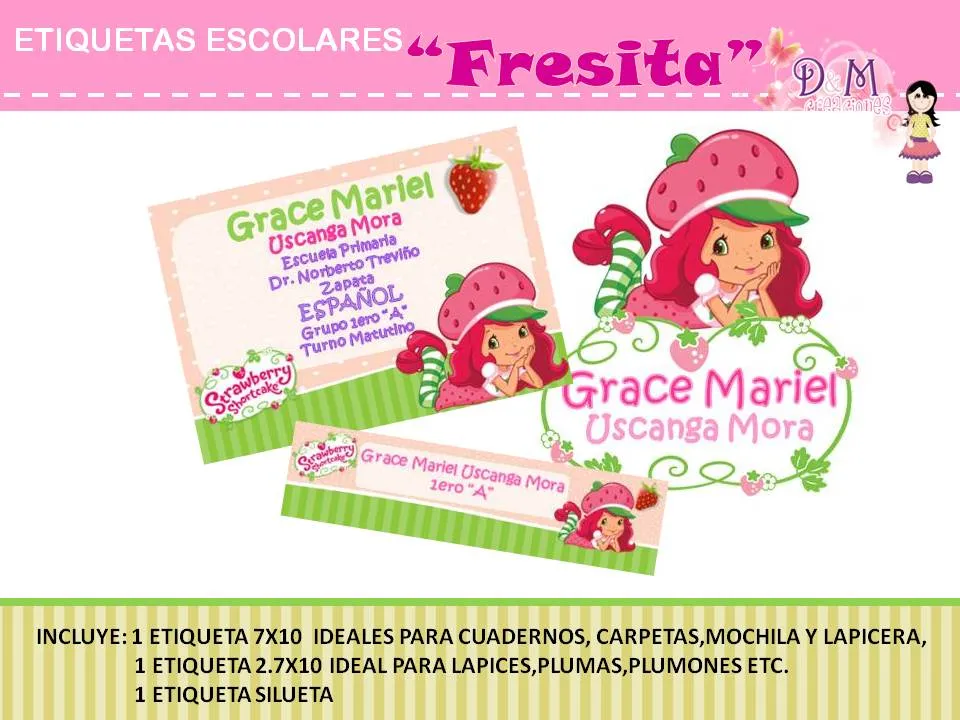 D&M CREACIONES: ETIQUETAS ESCOLARES "ROSITA FRESITA/ STRAWBERRY ...