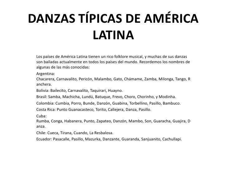 Danzas típicas de américa latina