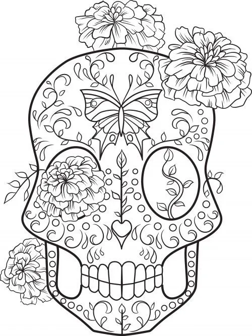 Day of the Dead dia de los muertos Sugar Skull coloring page for ...