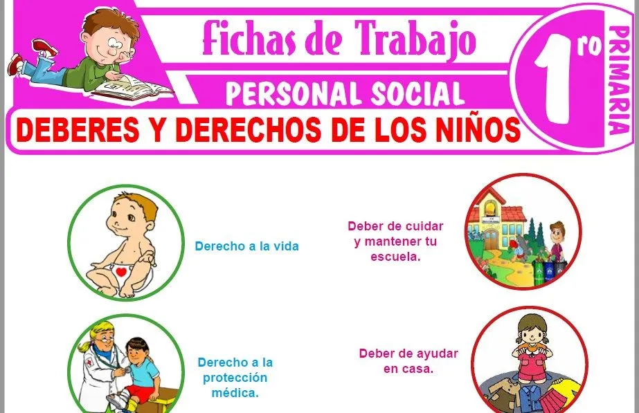 Deberes y derechos de los niños para Primero de Primaria – Fichas