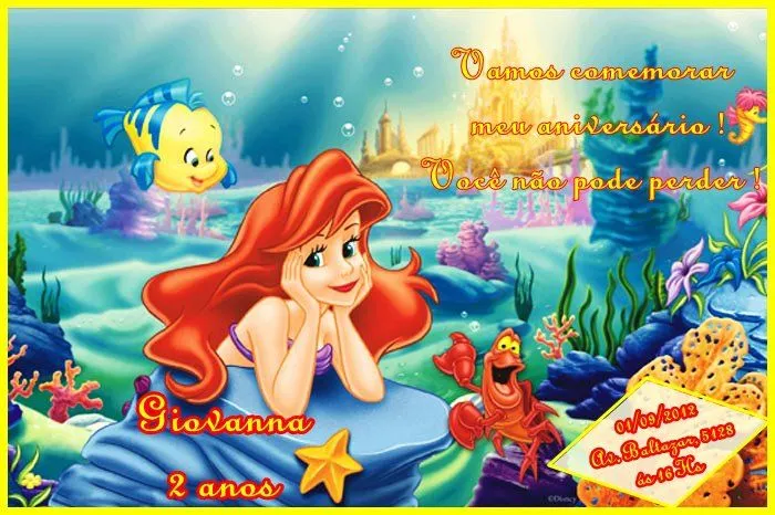 Débora Art´s: Convite Princesa Ariel