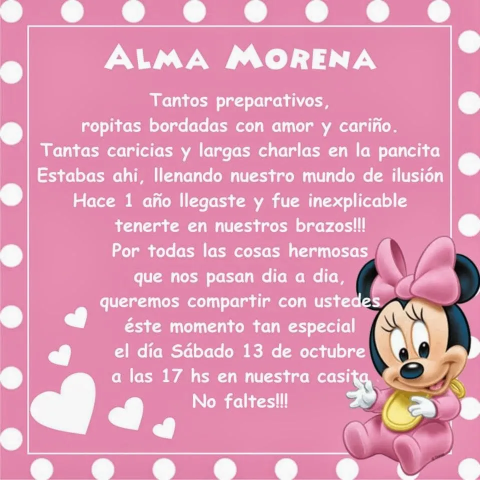 Deco, arte y juegos: Tarjeta invvitación Minnie bebé