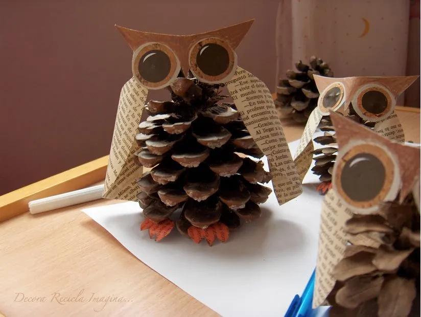 Decora Recicla Imagina …: Búhos con Piñas - Pinecone Owls