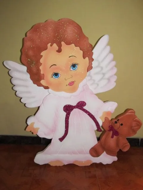 DECORACION CON ANGELES EN ICOPOR FIESTA PRIMERA COMUNION EN ...