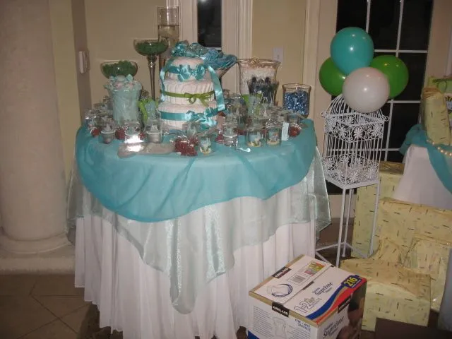 Decoración de Baby Shower de color Azul y Verde : Baby Shower Fiestas