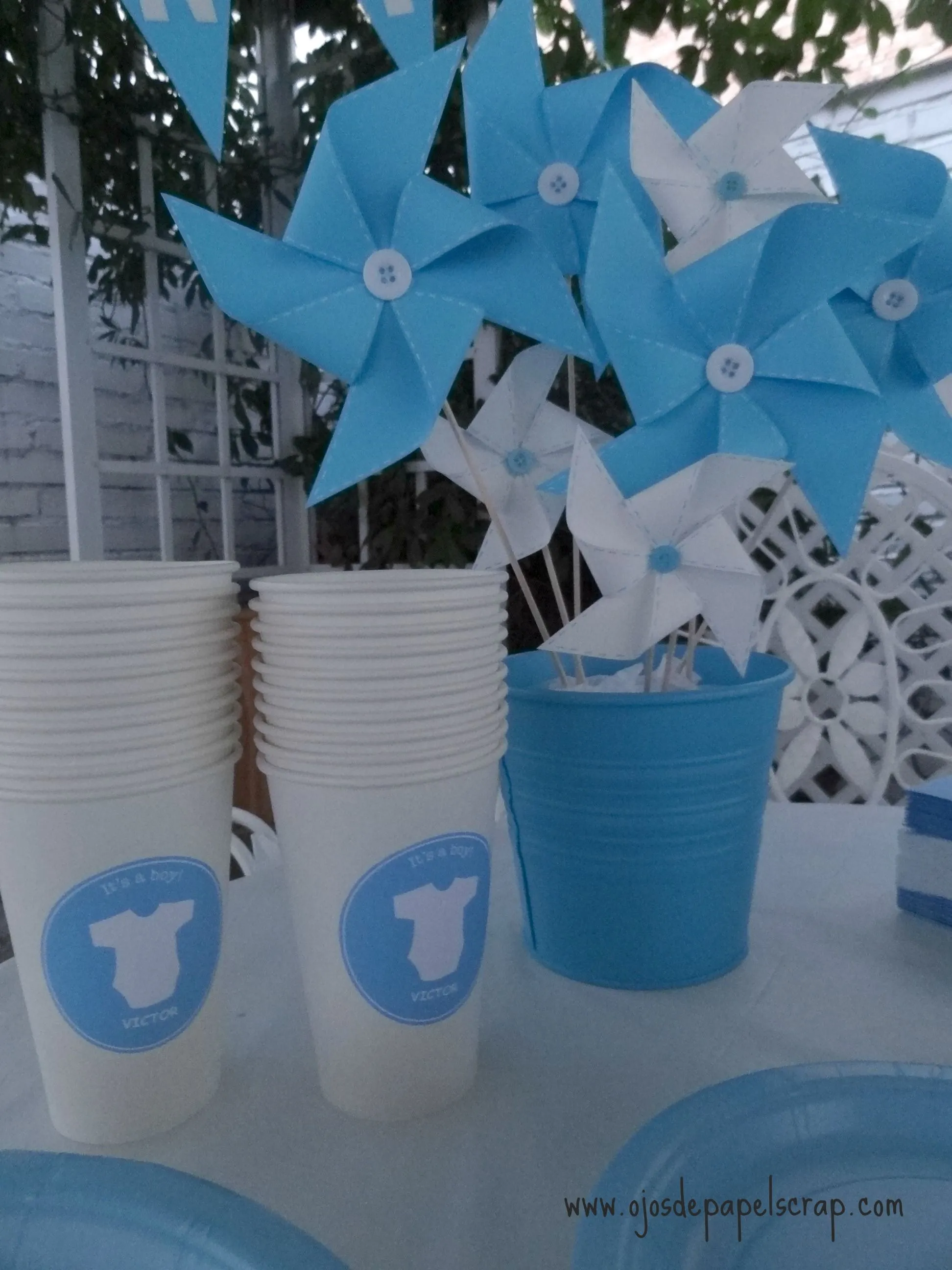 Decoración babyshower azul | Ojos de Papel