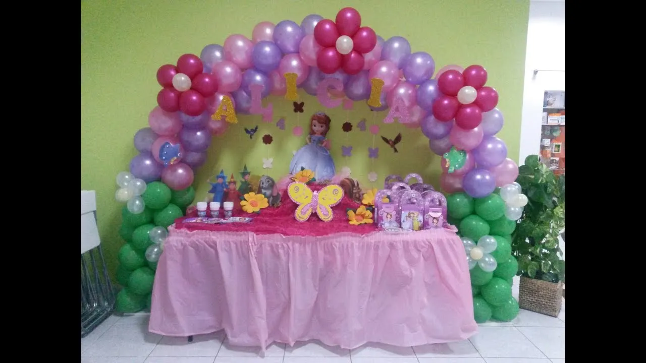 Decoración de cumpleaños Princesa Sofia - YouTube