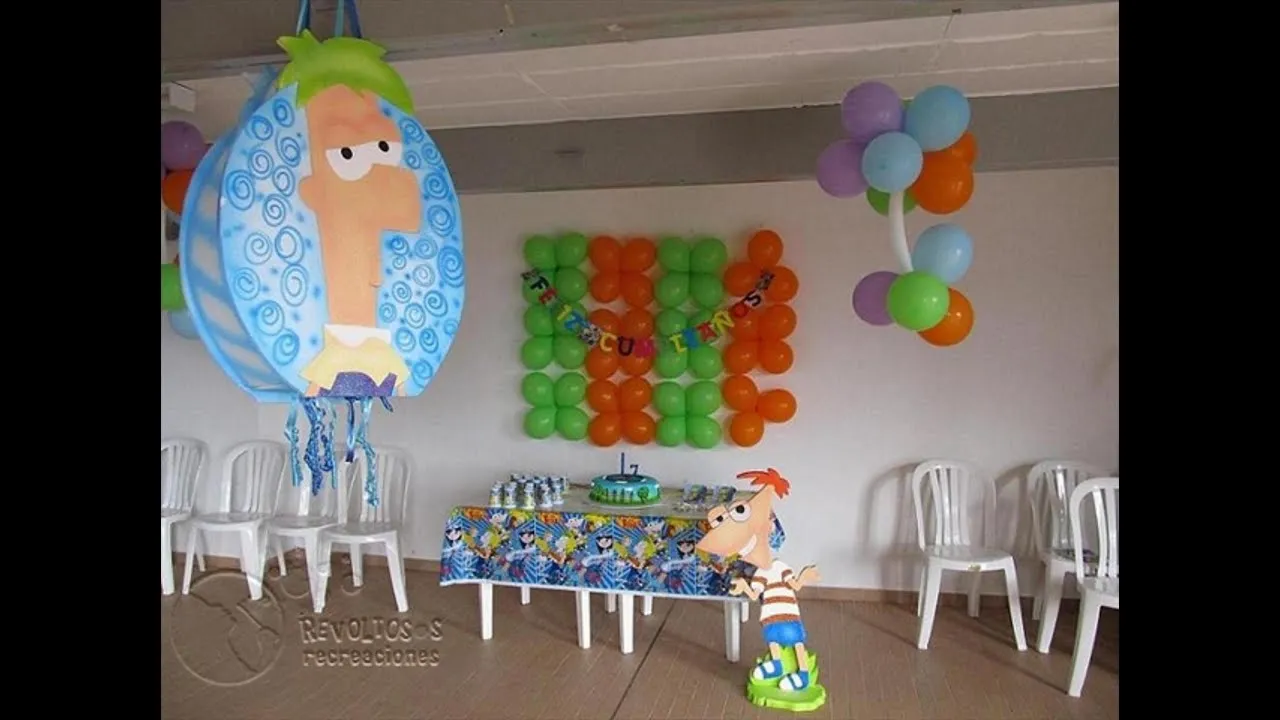 DECORACION FIESTA TEMATICA PHINEAS AND FERB - YouTube