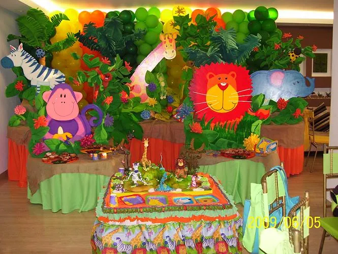 Decoración de fiesta con animales de la selva - Imagui