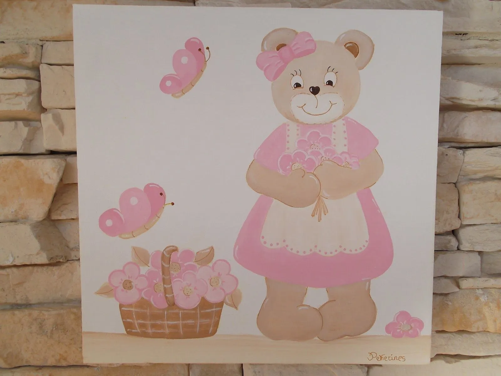 Decoración Infantil Pekerines: TIERNA OSITA CON SUS FLORES