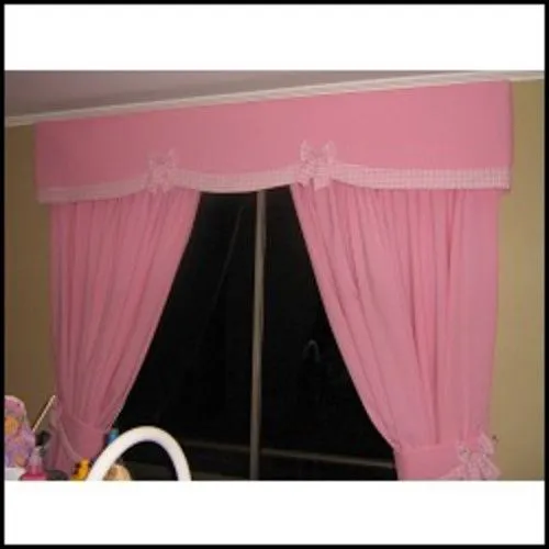 decoracion niña : cortina confeccionada en bystrech rosado cenefa ...