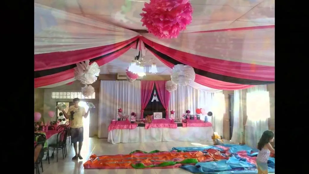 Decoracion en telas y globos - YouTube