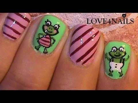 Decoracion para Uñas Cortas Tutorial de Ranas - YouTube