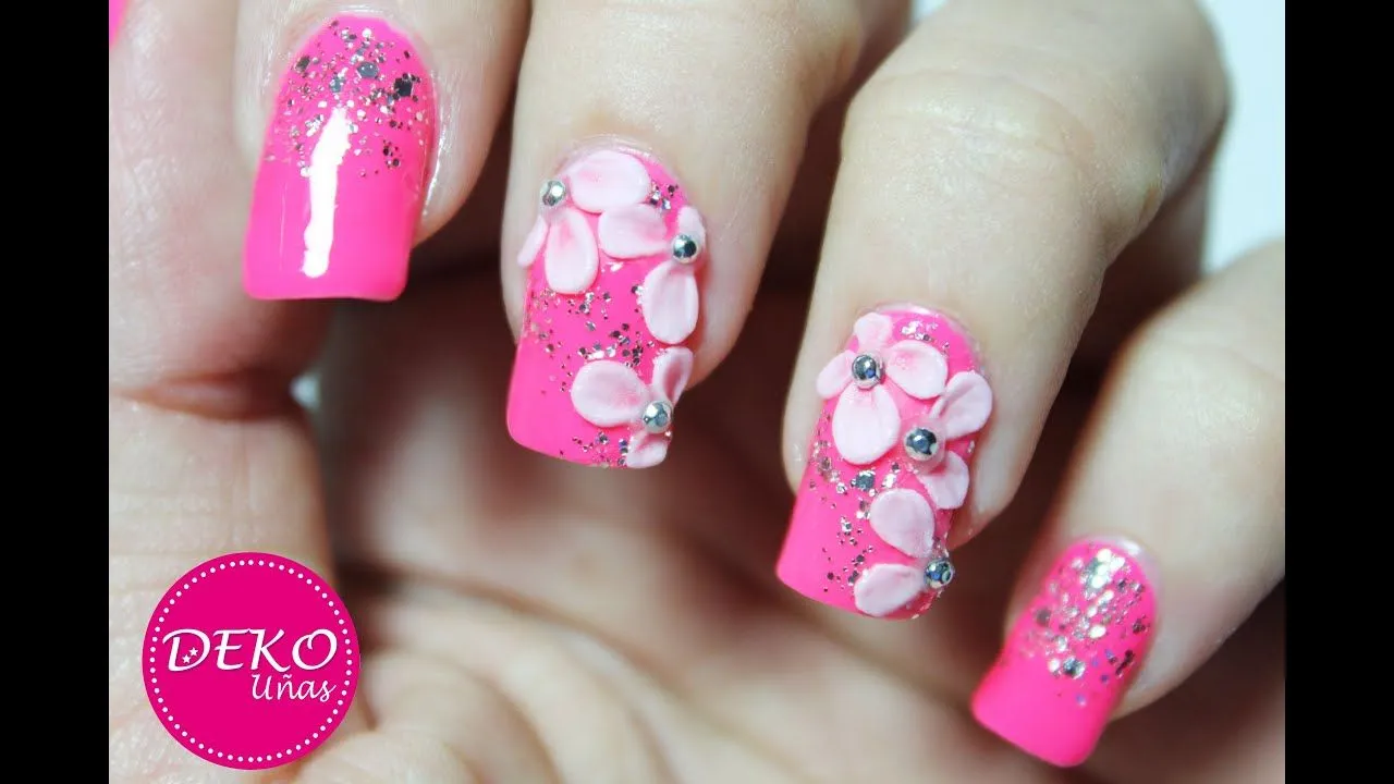 Decoracion de uñas flores 3D - 3D nail art flowers - YouTube