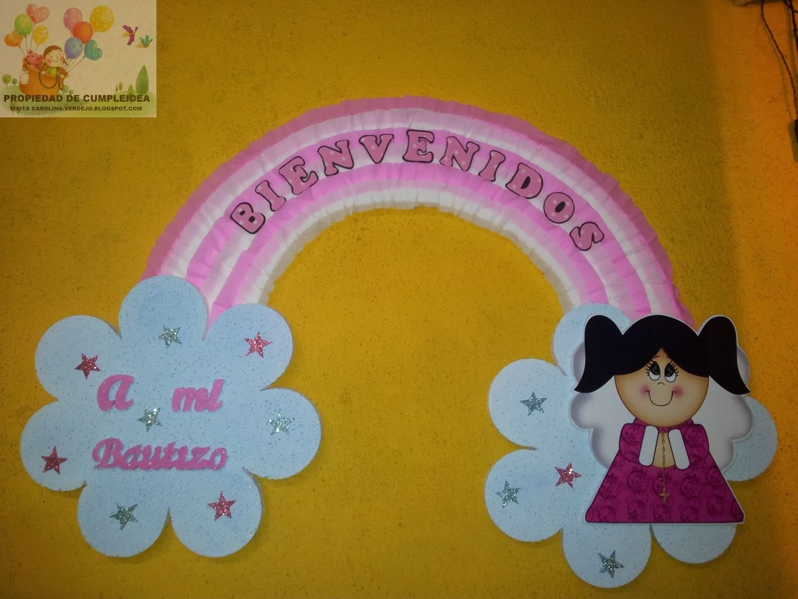 DECORACIONES INFANTILES: CARTEL ARCOIRIS PARA BAUTIZO