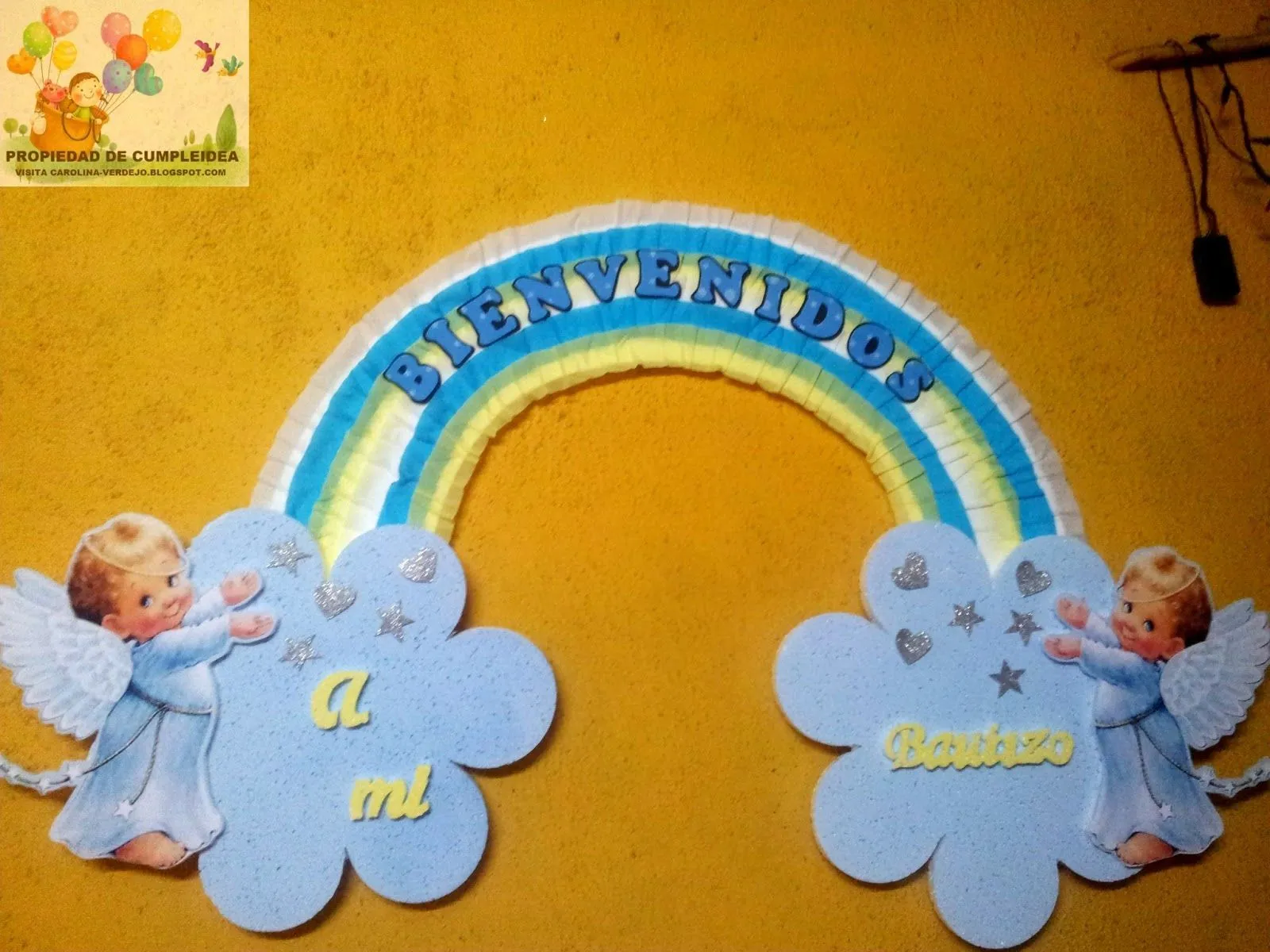 DECORACIONES INFANTILES: CARTEL ARCOIRIS PARA BAUTIZO