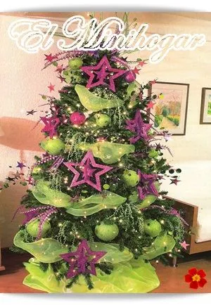 COMO DECORAR UN ÁRBOL DE NAVIDAD CON COLORES VERDES Y MORADOS