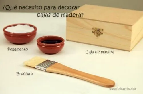 Decorar cajas de madera con papel - Manualidades de reciclaje