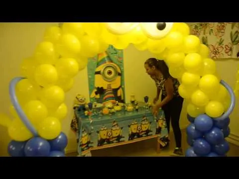 como decorar una fiesta de minions - YouTube