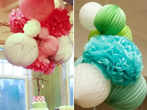 Cómo decorar fiestas con pompones de papel - Paperblog