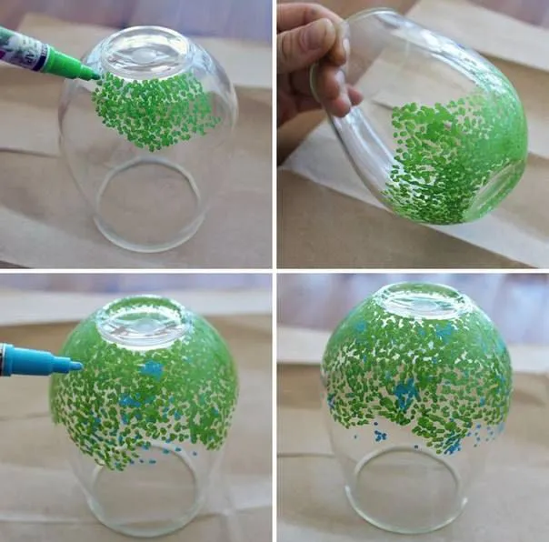 Cómo decorar vasos de vidrio con plumones de aceite ~ Solountip.com