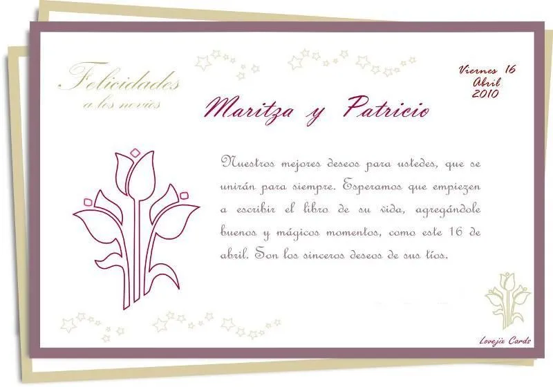 Tarjetas de casamiento frases - Imagui