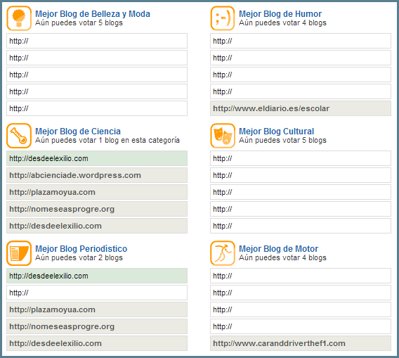 DEE en Premios Bitácoras 2012 | PlazaMoyua.com