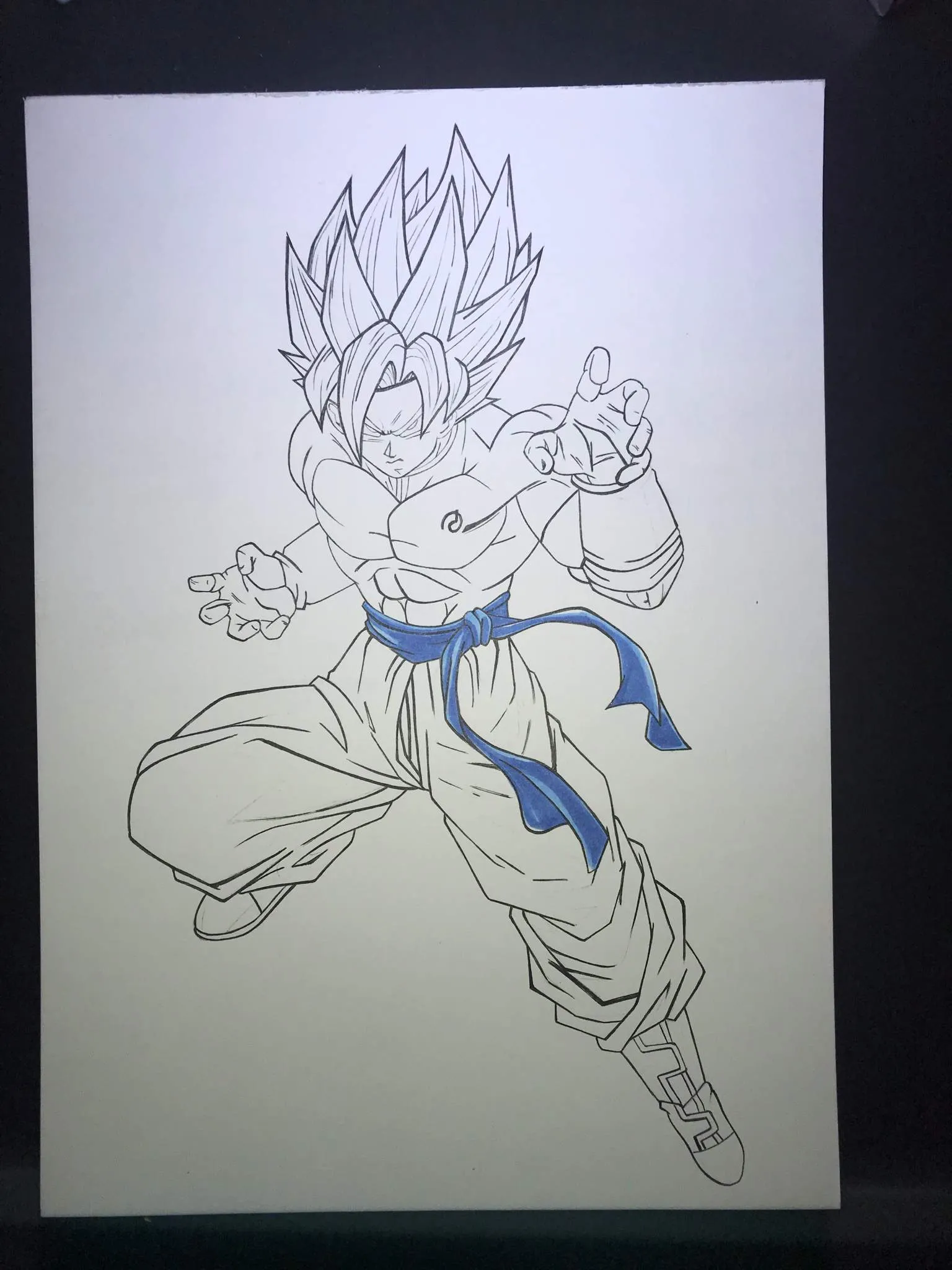 Os dejo un poco el proceso q hice para dibujar a goku de cuerpo entero , un  FAN ART donde uso uso una hoja canson A4 de 250 g, lapiz faber castel