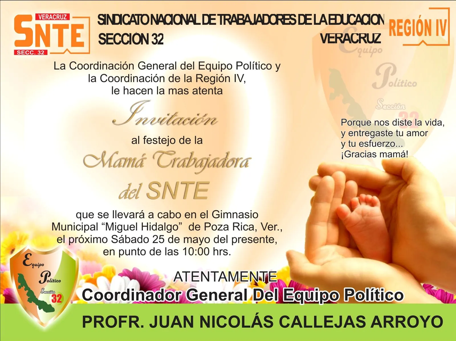 Delegación D-II-120 Papantla: INVITACION DIA DE LA MADRE TRABAJADORA