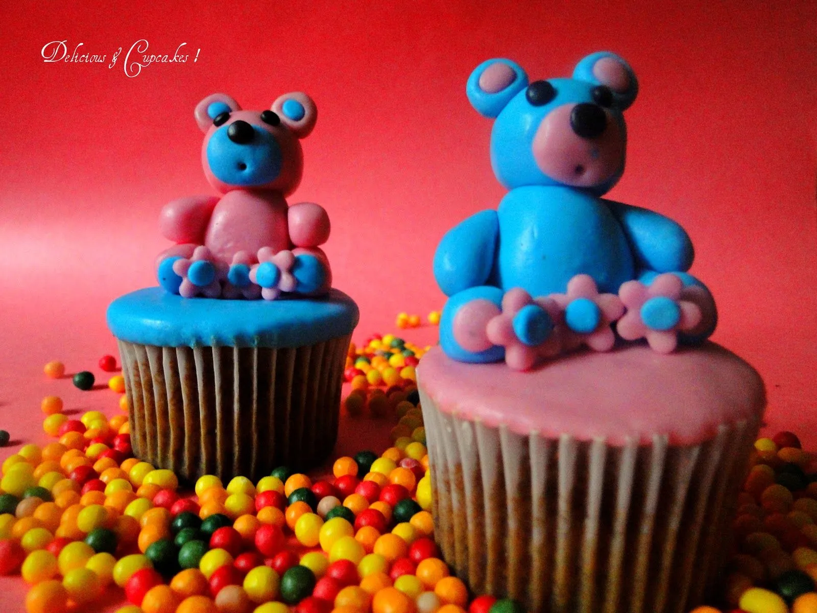 Delicious i Cupcakes: Cupcakes con ositos de sugar paste