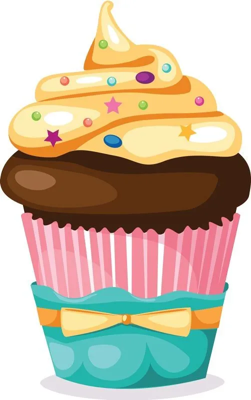 Delicious cupcakes with sprinkles vector