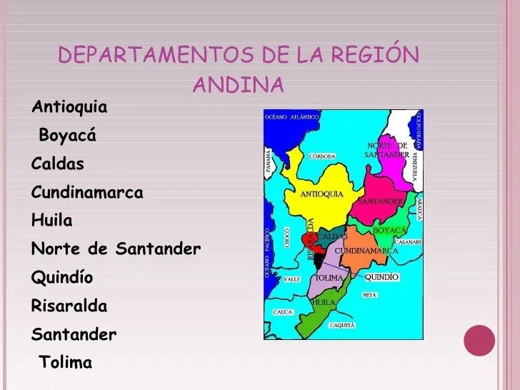 El mapa de la region andina y sus departamentos - Imagui