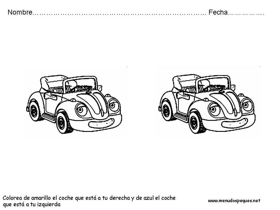 Derecha e izquierda, coches - Fichas de conceptos básicos