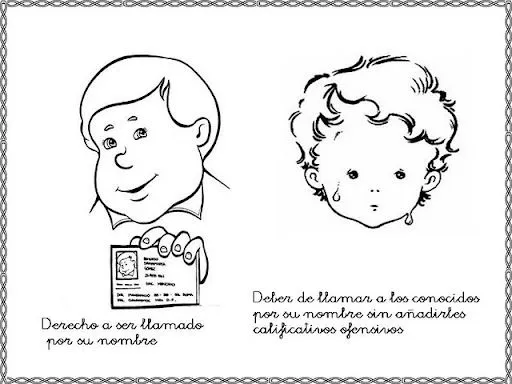 LOS DERECHOS DE LOS NIÑOS EN LAMINAS PARA COLOREAR